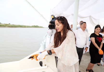 Leyla Aliyeva took part in the ceremony of releasing sturgeon fish into the Caspian Sea